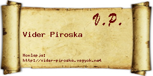 Vider Piroska névjegykártya